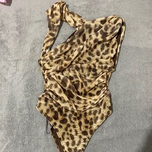 Zara Draped Asymmetrical Tulle Bodysuit